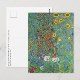 Postal Gustav Klimt - Jardín campestre con girasoles