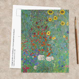 Postal Gustav Klimt - Jardín de campo con girasoles
