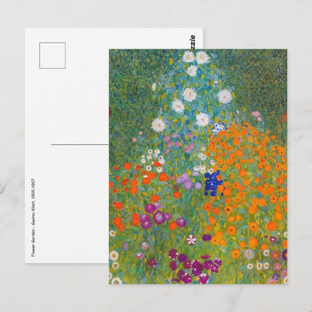 Postal Gustav Klimt - Jardín de flores (Anverso / Reverso)