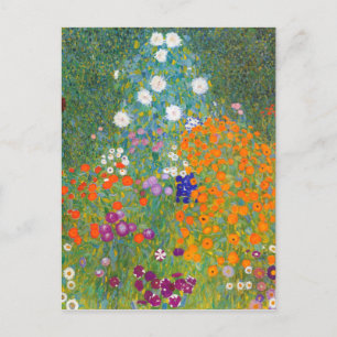 Postal Gustav Klimt: Jardín de flores