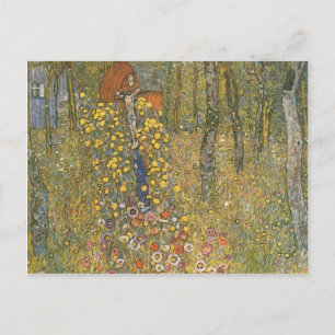 Postal Gustav Klimt- Jardín de granja con Crucifijo