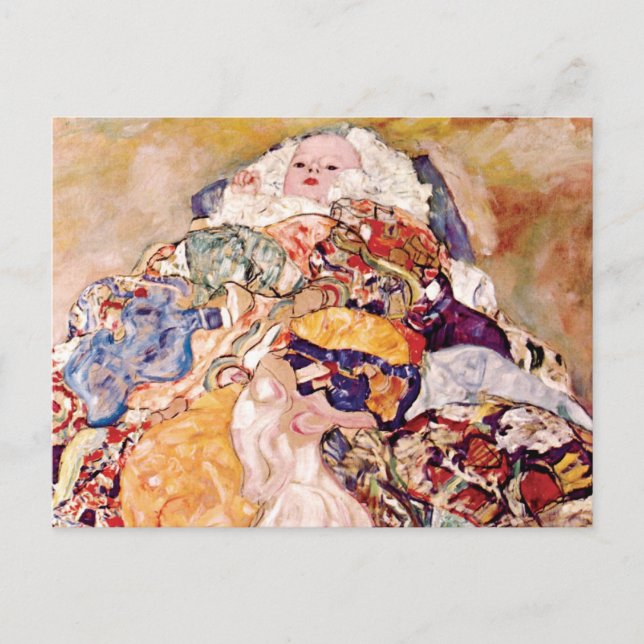 Postal Gustav Klimt - La cuna del bebé - Recién nacido (Anverso)