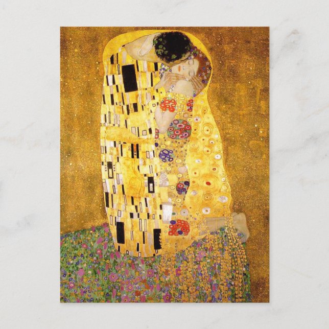 Postal Gustav Klimt La Pintura Clásica Del Beso (Anverso)
