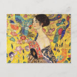 Postal Gustav Klimt Lady Con Ventilador<br><div class="desc">Gustav Klimt Lady Con Postal De Ventilador</div>