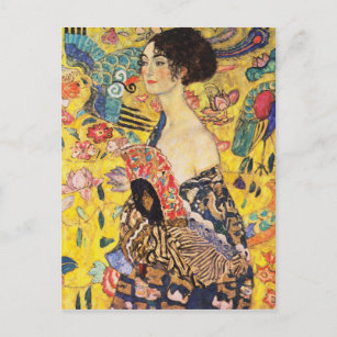 Postal Gustav Klimt Lady Con Ventilador
