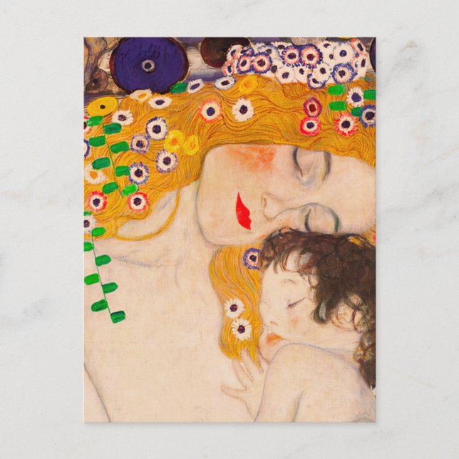 Postal Gustav Klimt - Madre e hijo (Anverso)
