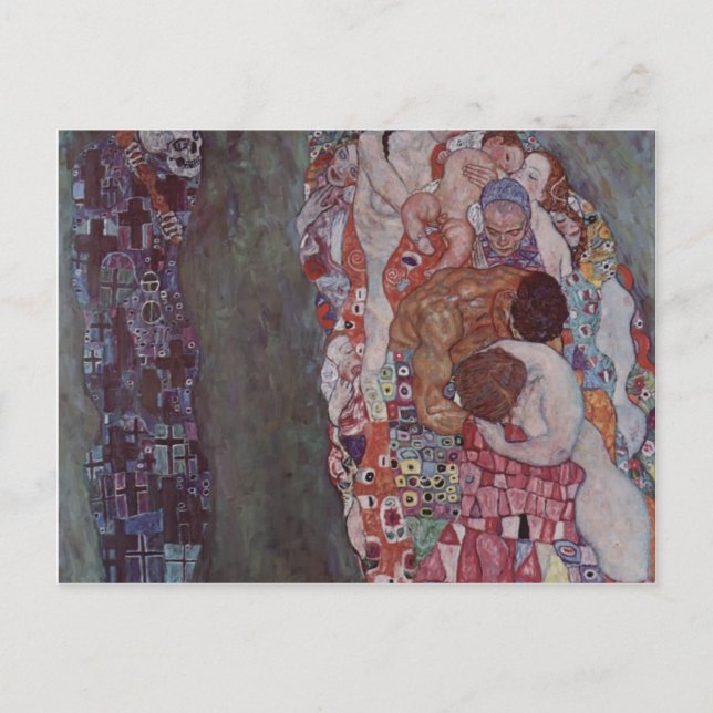 Postal Gustav Klimt- Muerte y vida (Anverso)