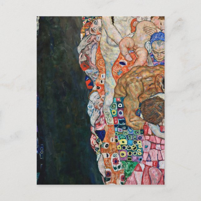 Postal Gustav Klimt - Muerte y Vida (Anverso)