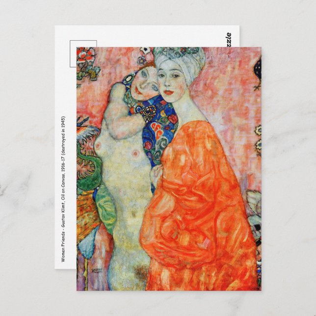 Postal Gustav Klimt - Mujeres amigas (Anverso / Reverso)