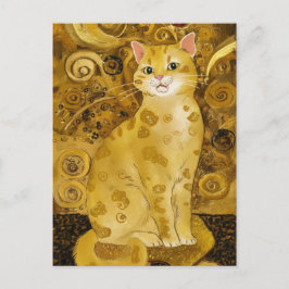 Postal Gustav Klimt oro lindo gato parodia, Gustav klimt 