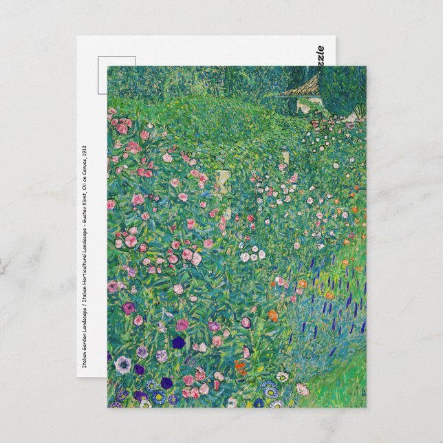 Postal Gustav Klimt - Paisaje de los jardines italianos (Anverso / Reverso)