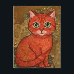 Postal Gustav Klimt Postcard<br><div class="desc">Cute ginger cat al estilo de Gustav Klimt Postcard para Postcross</div>