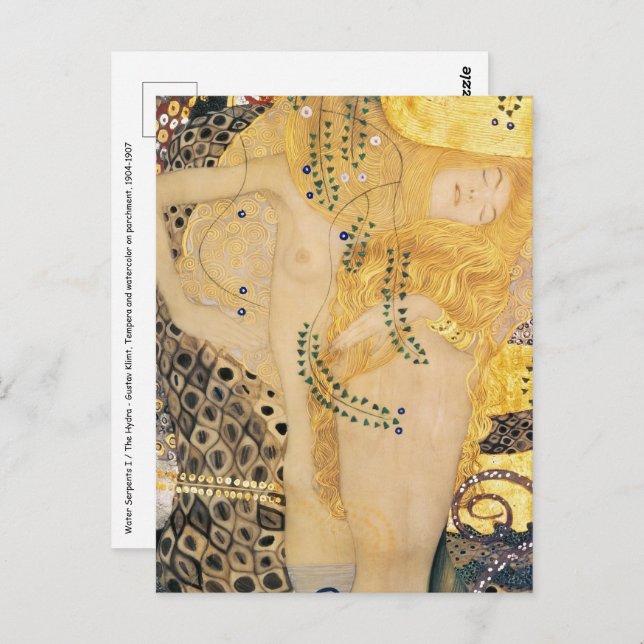 Postal Gustav Klimt - Serpientes de Agua I (Anverso / Reverso)