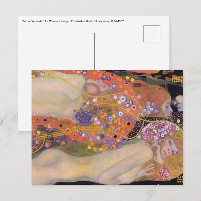 Postal Gustav Klimt - Serpientes de Agua II (Anverso / Reverso)