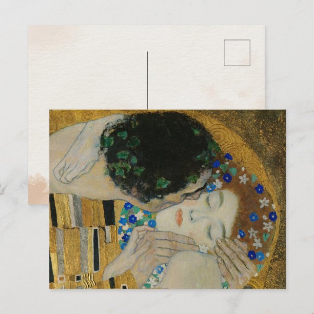Postal Gustav Klimt-The Kiss (detalle) | Pintura de la ho (Anverso / Reverso)