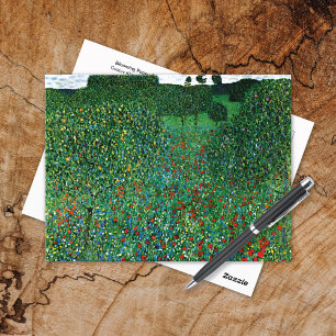 Postal Gustav Klimt, un campo de adormidera en floración