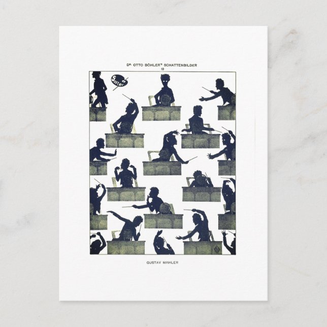 Postal Gustav Mahler Silhouette de Otto Böhler (Anverso)