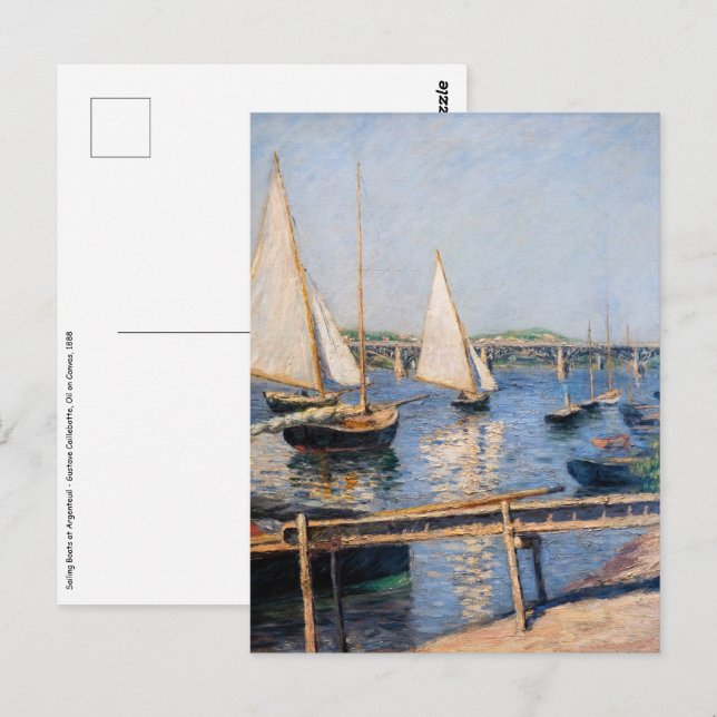 Postal Gustave Caillebotte - Barcos de vela en Argenteuil (Anverso / Reverso)