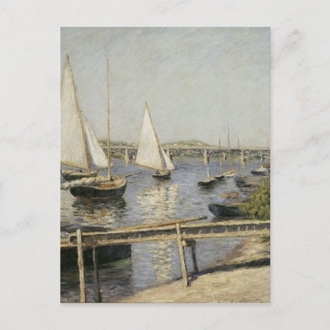 Postal Gustave Caillebotte - Barcos de vela en Argenteuil (Anverso)
