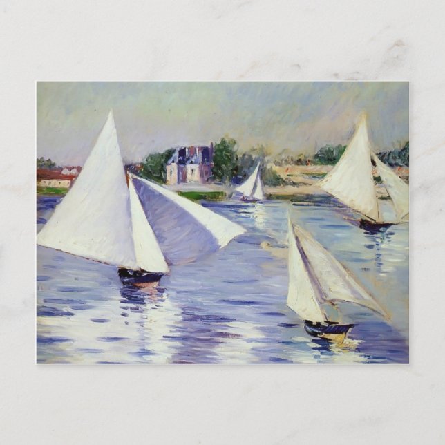 Postal Gustave Caillebotte - Barcos de vela en el Sena (Anverso)