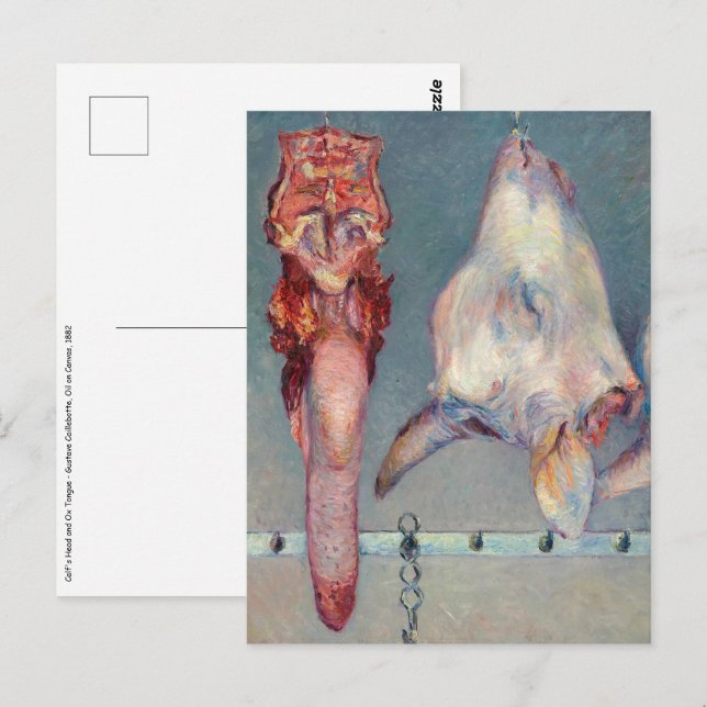 Postal Gustave Caillebotte - Cabeza de ternera y lengua O (Anverso / Reverso)