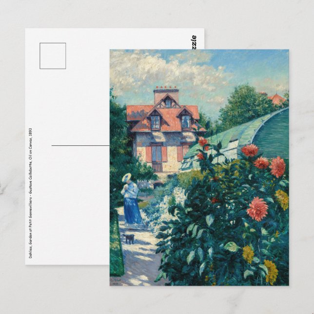 Postal Gustave Caillebotte - Dahlias, Jardín (Anverso / Reverso)