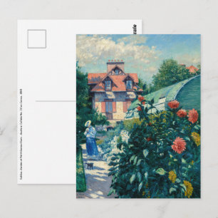 Postal Gustave Caillebotte - Dalias, Jardín