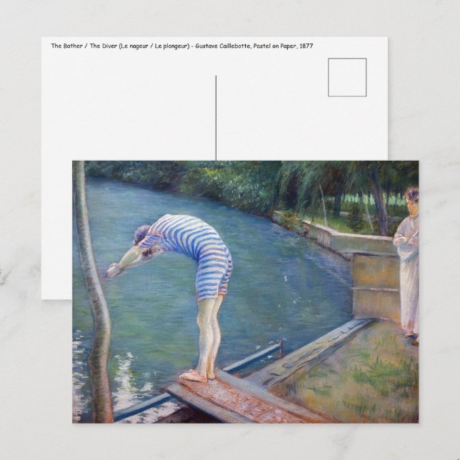 Postal Gustave Caillebotte - El Bañista / El Buzo (Anverso / Reverso)