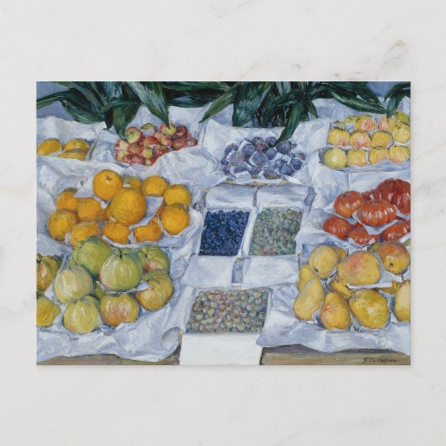 Postal Gustave Caillebotte - Fruta mostrada en un stand (Anverso)