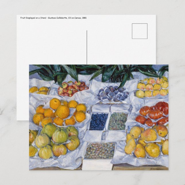 Postal Gustave Caillebotte - Fruta mostrada en un stand (Anverso / Reverso)