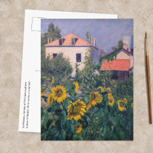 Postal Gustave Caillebotte - Girasoles, Jardín
