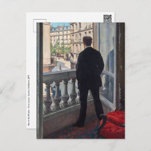 Postal Gustave Caillebotte - Hombre en la ventana