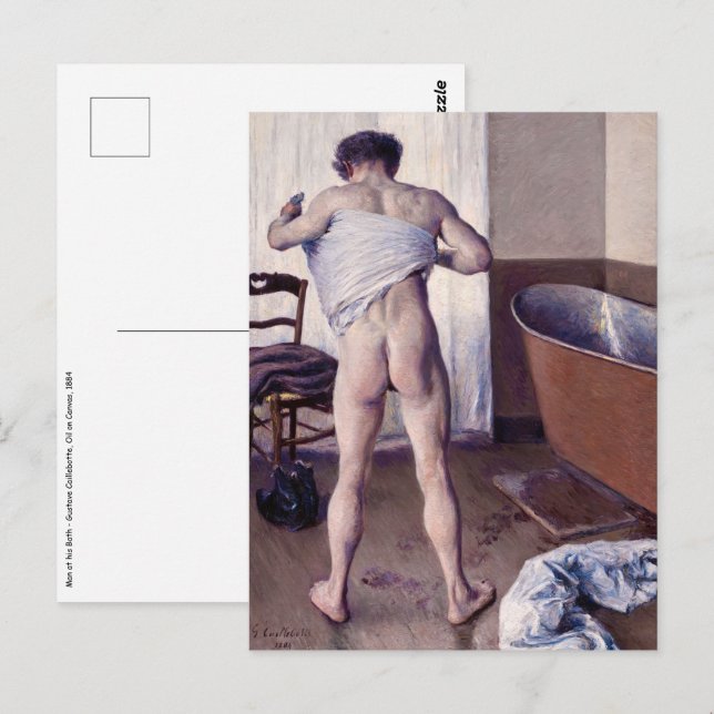 Postal Gustave Caillebotte - Hombre en su baño (Anverso / Reverso)