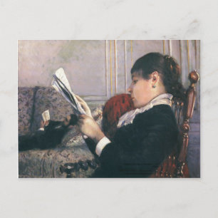 Postal Gustave Caillebotte- Interior, mujer leyendo