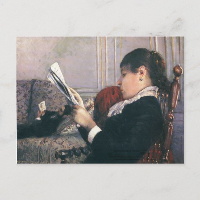 Postal Gustave Caillebotte- Interior, mujer leyendo (Anverso)