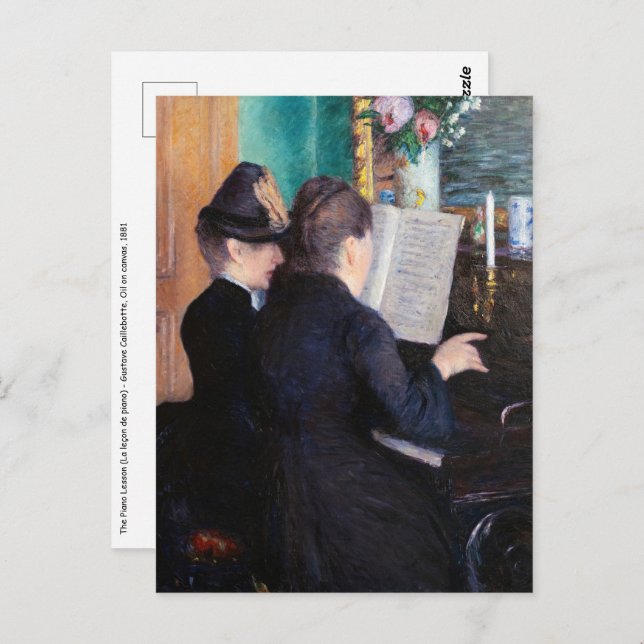 Postal Gustave Caillebotte - La lección del piano (Anverso / Reverso)