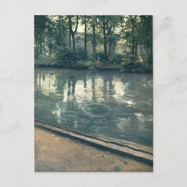 Postal Gustave Caillebotte - Los Yerres, Lluvia (Anverso)