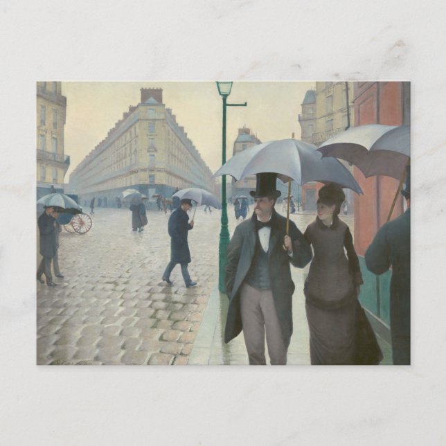 Postal Gustave Caillebotte - Paris Street; Día lluvioso (Anverso)