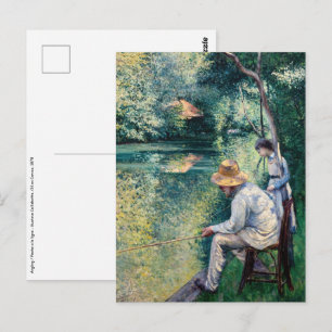 Postal Gustave Caillebotte - Pesca con caña