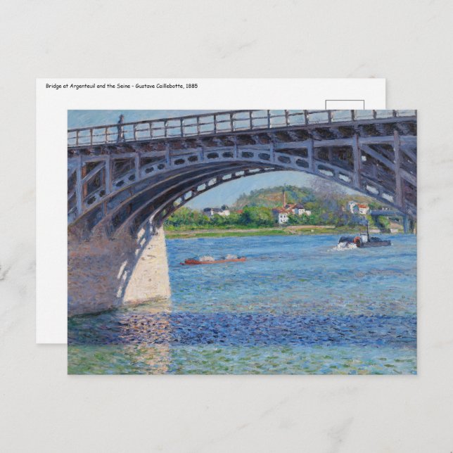 Postal Gustave Caillebotte - Puente en Argenteuil & Seine (Anverso / Reverso)