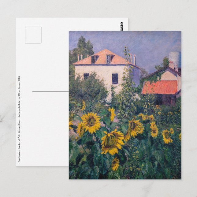 Postal Gustave Caillebotte - Sunflowers, Garden (Anverso / Reverso)