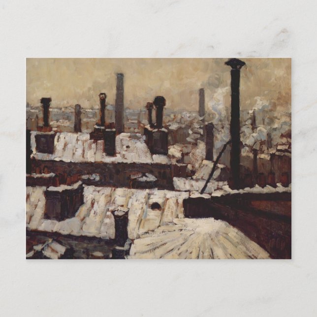 Postal Gustave Caillebotte - Techo bajo la nieve, París (Anverso)