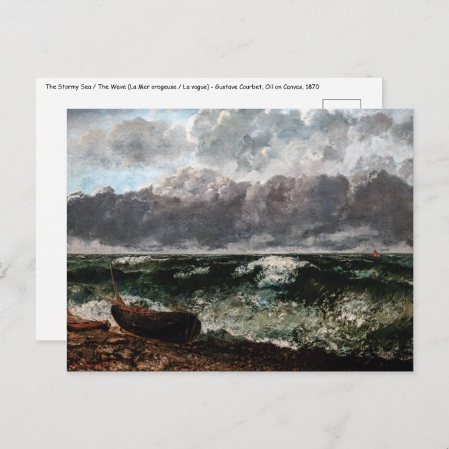Postal Gustave Courbet - El mar de la tormenta / La ola (Anverso / Reverso)