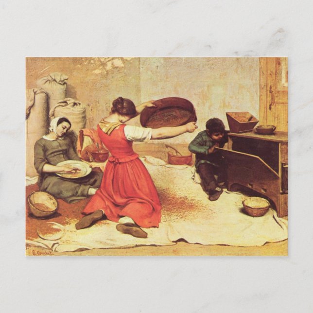 Postal Gustave Courbet - El tamiz de grano (Anverso)