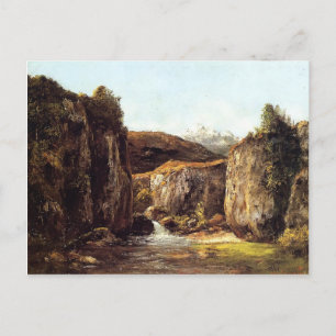 Postal Gustave Courbet - Fuente entre las rocas de los Do