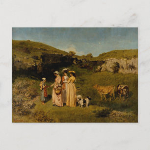 Postal Gustave Courbet - Jóvenes damas de la aldea