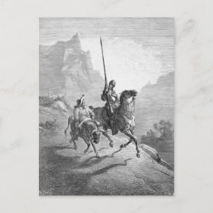 Postal Gustave Dore: Don Quijote y Sancho Poniéndose En C