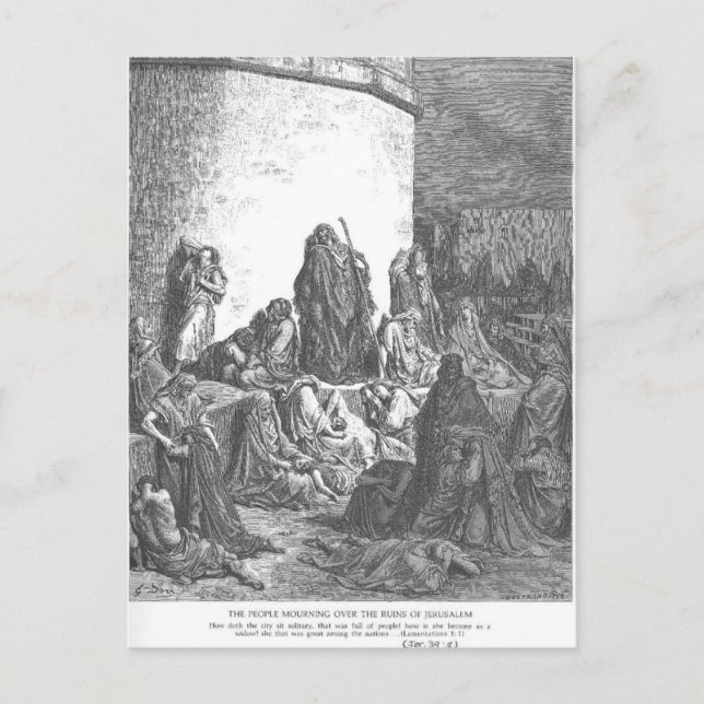 Postal Gustave Dore: La gente de duelo (Anverso)