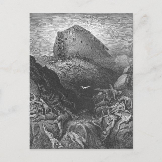 Postal Gustave Doré - Se envía una paloma desde el Arca (Anverso)