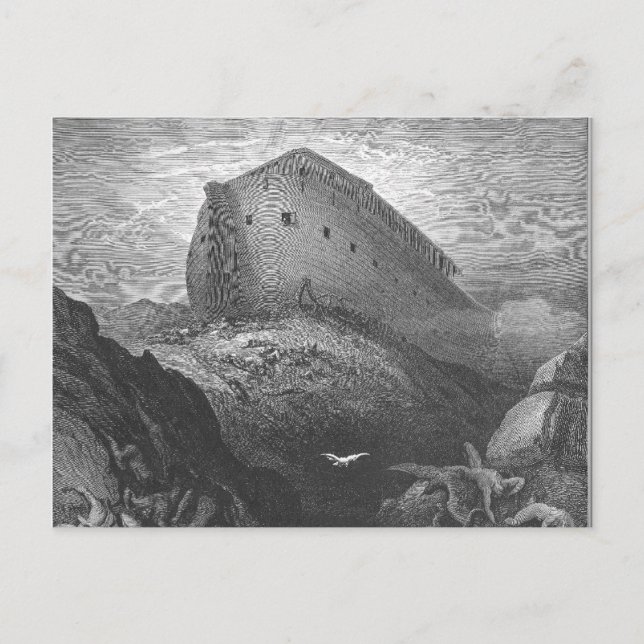Postal Gustave Doré - Se envía una paloma desde el Arca (Anverso)